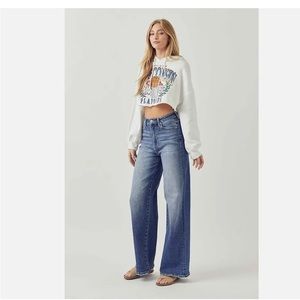 Risen Jeans Womens Juniors High Rise Wide-Leg Flare Denim Jeans Sz 13 31 NWT